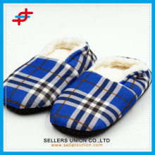 Check Patterned Winter Slipper Cotton Fleece Lining Man Slipper